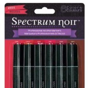 Spectrum Noir REDS Set of 6 Professional Alcohol Markers Pens Double Ended